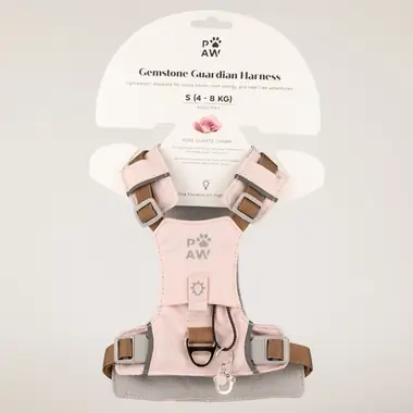 Arnés de paso Guardian — S (4-8 kg) · Rosa suave · Cuarzo rosa