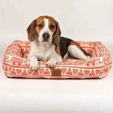 Cama Lucky Elephant — 60 × 50 × 14 cm · Estampado rojo
