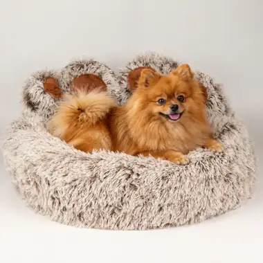 Cama Patita — Mediana · 60 cm · Felpa beige