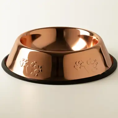 Comedero estilo cobre grande — Ø 22 cm · Acero inoxidable 304