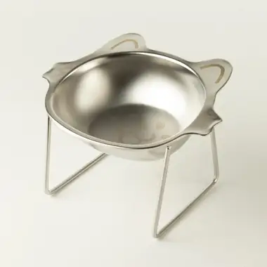 Comedero para gatos con soporte — Acero inoxidable 304 · cara de gato
